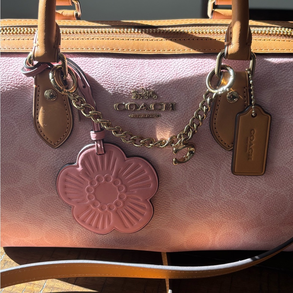 Coach Powder Pink and Brown Signature Satchel Medium Rowan and Snap Wallet NWT - Picture 9 of 9